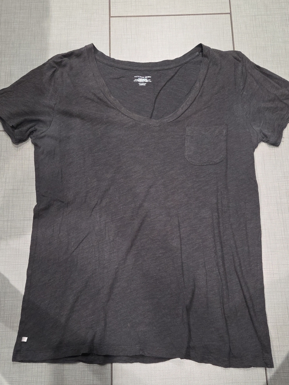 Victoria's Secret Black V-Neck Pocket Tee Medium